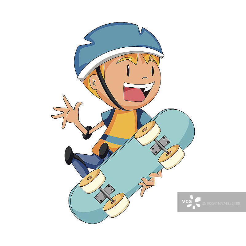 滑板男孩，矢量插图图片素材