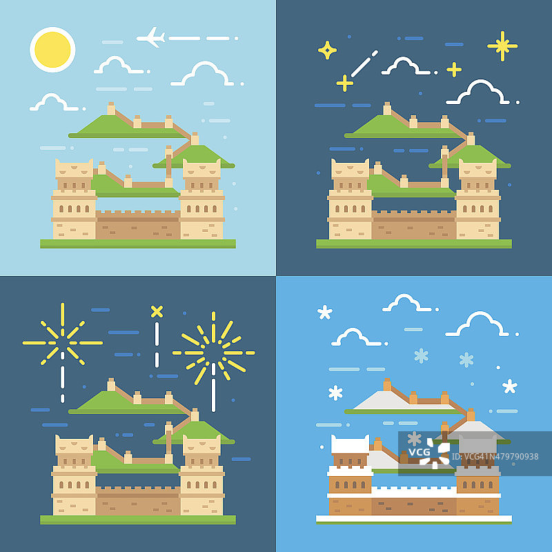 中国长城的平面设计图片素材