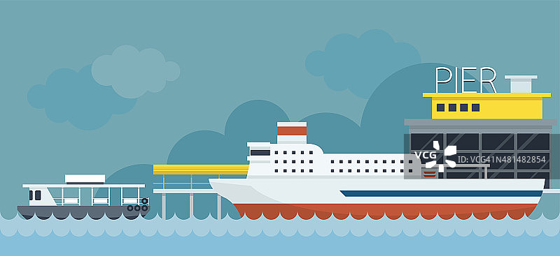 渡船码头平面设计插图图标对象图片素材