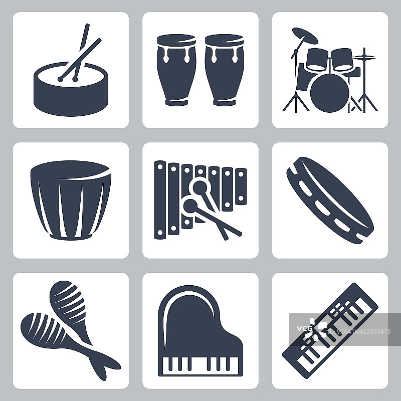 矢量乐器:鼓和键盘图片素材