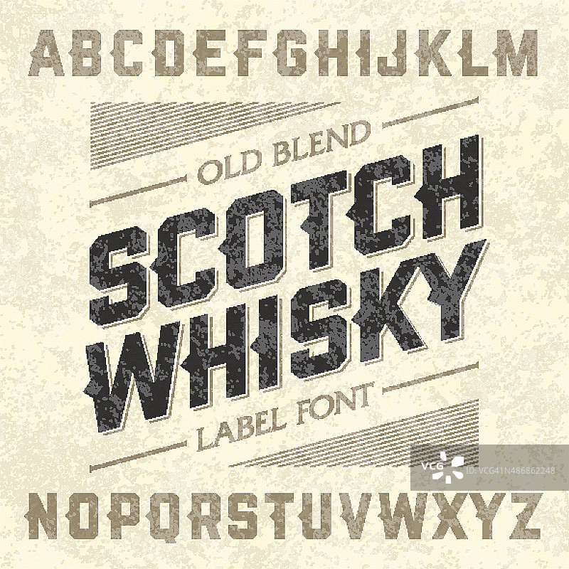 苏格兰威士忌风格标签字体与样本设计图片素材