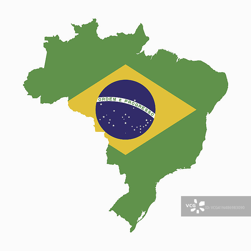 巴西地图上的巴西国旗图片素材