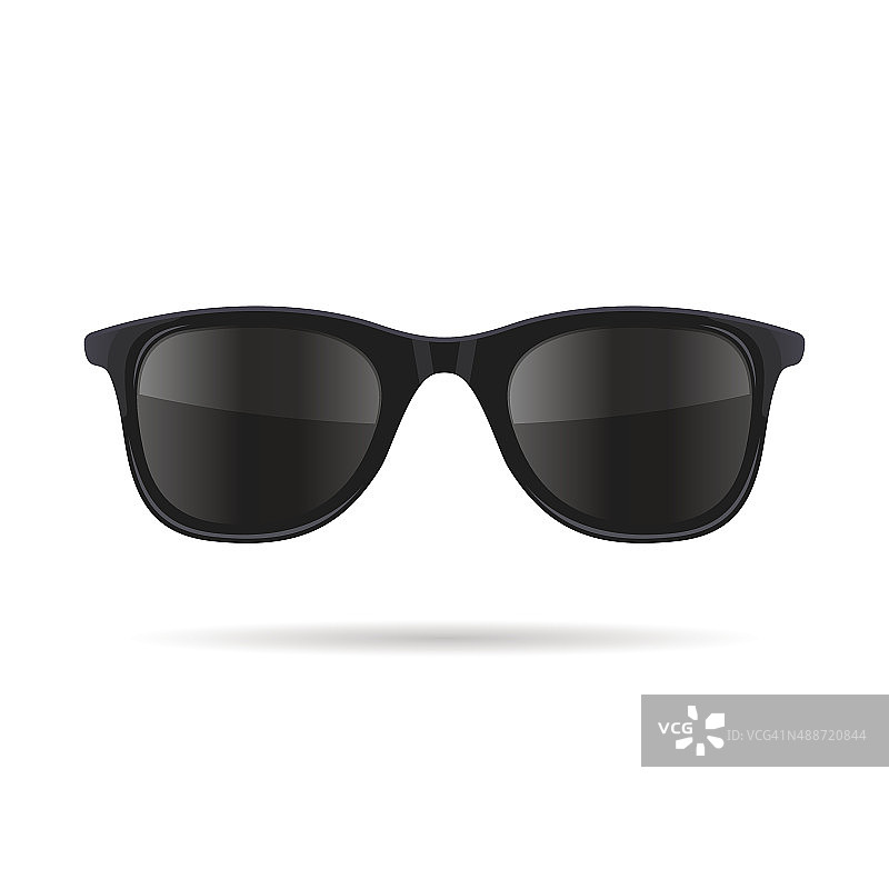 白色背景的黑眼镜太阳镜。向量图片素材