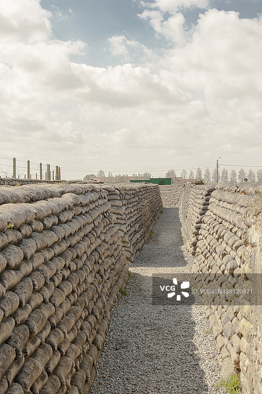 比利时的死亡战壕，一战沙袋图片素材