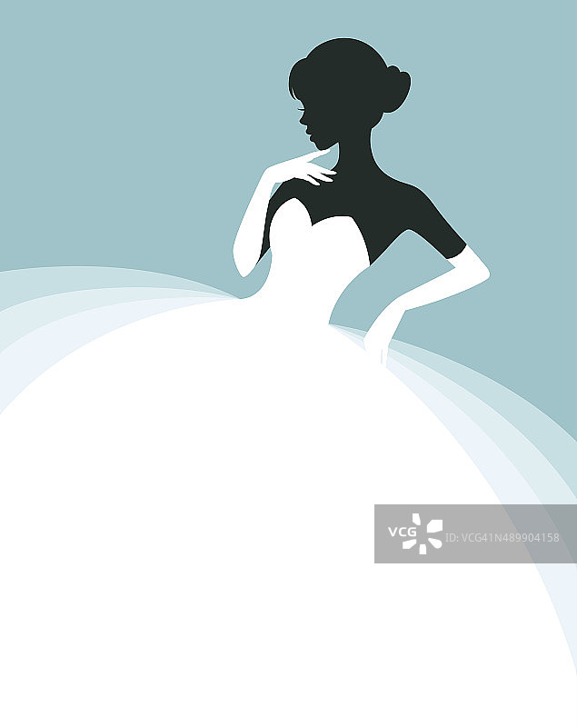 美丽的女人在婚礼礼服，邀请或传单模板图片素材