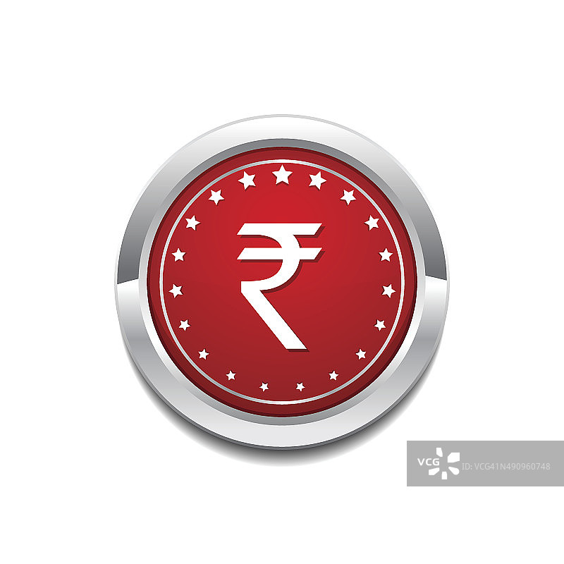 卢比货币标志圆形矢量红色网页图标按钮图片素材