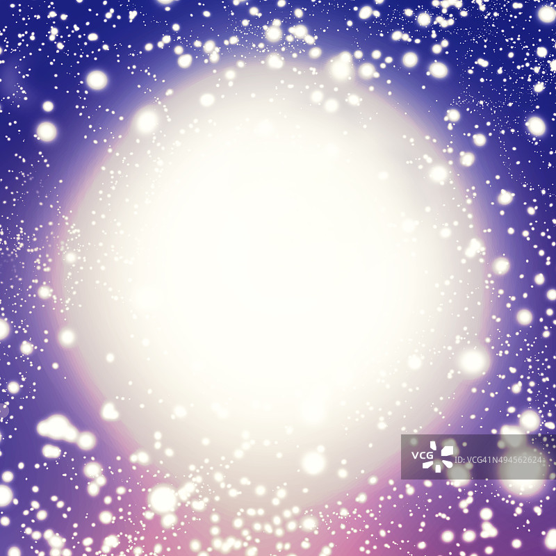 蓝色圣诞灯-闪烁的背景圆圈，星星图片素材