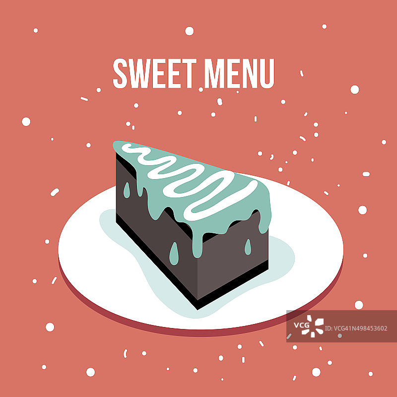 美味的甜蛋糕甜点盘现代可爱的平面设计风格图片素材