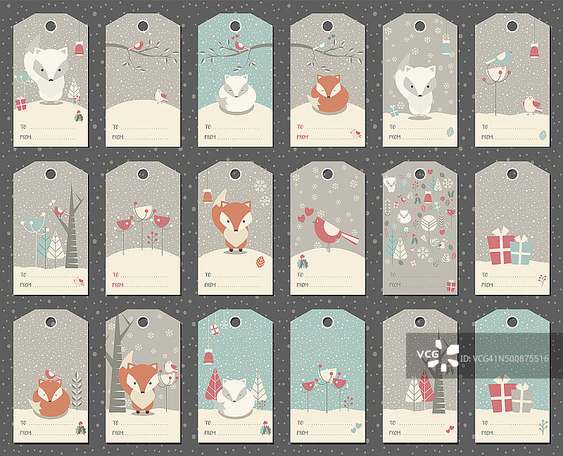 收集18个圣诞礼物标签与狐狸图片素材