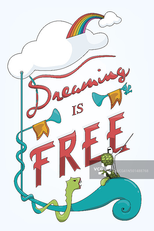 梦想是自由的矢量字母图片素材