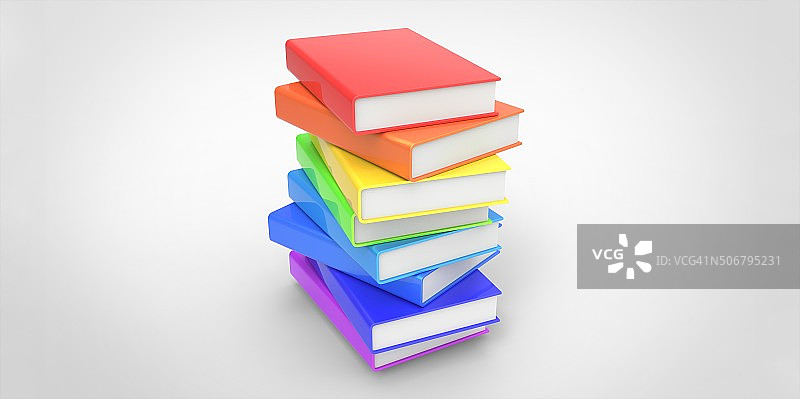 在一个简单的背景上排列的彩色书籍图片素材