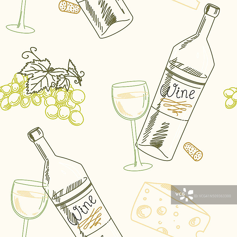 一瓶葡萄酒，葡萄和奶酪图片素材