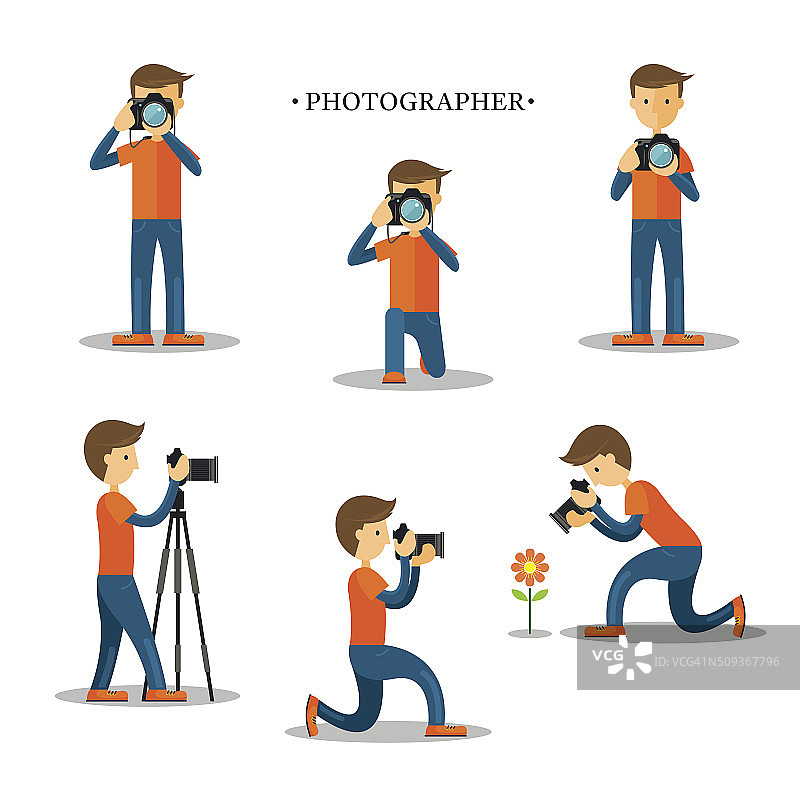 摄影师与相机在行动中设置图片素材