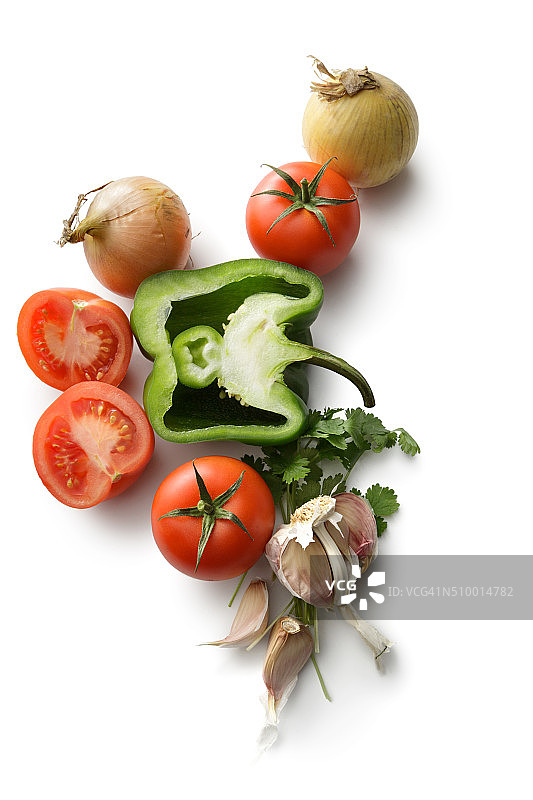 配料:甜椒，番茄，洋葱，大蒜，香菜图片素材