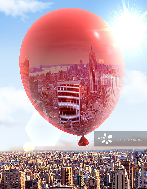 城市上空的气球图片素材