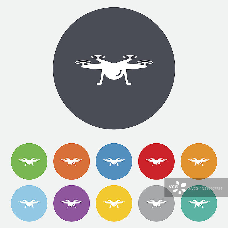 无人驾驶飞机图标。Quadrocopter象征。图片素材