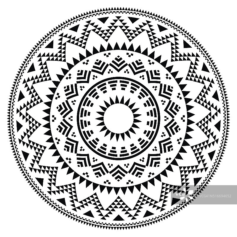 部落民间阿兹特克几何图案的圆圈图片素材