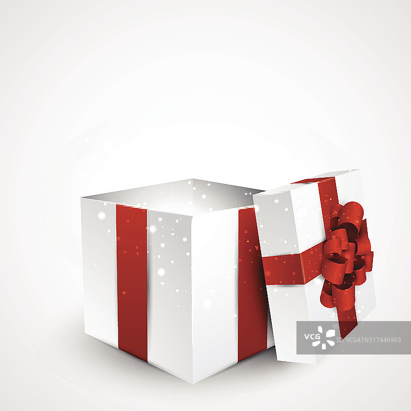 红蝴蝶结礼盒。图片素材
