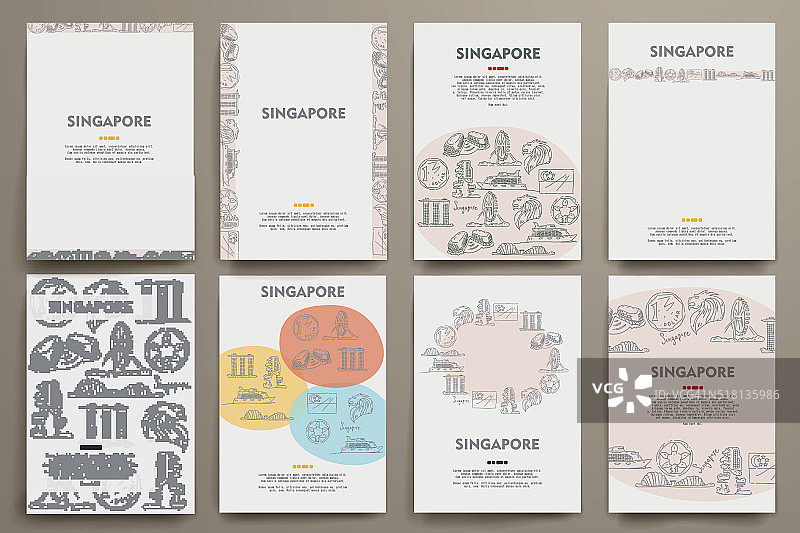 企业身份向量模板设置与涂鸦新加坡主题图片素材
