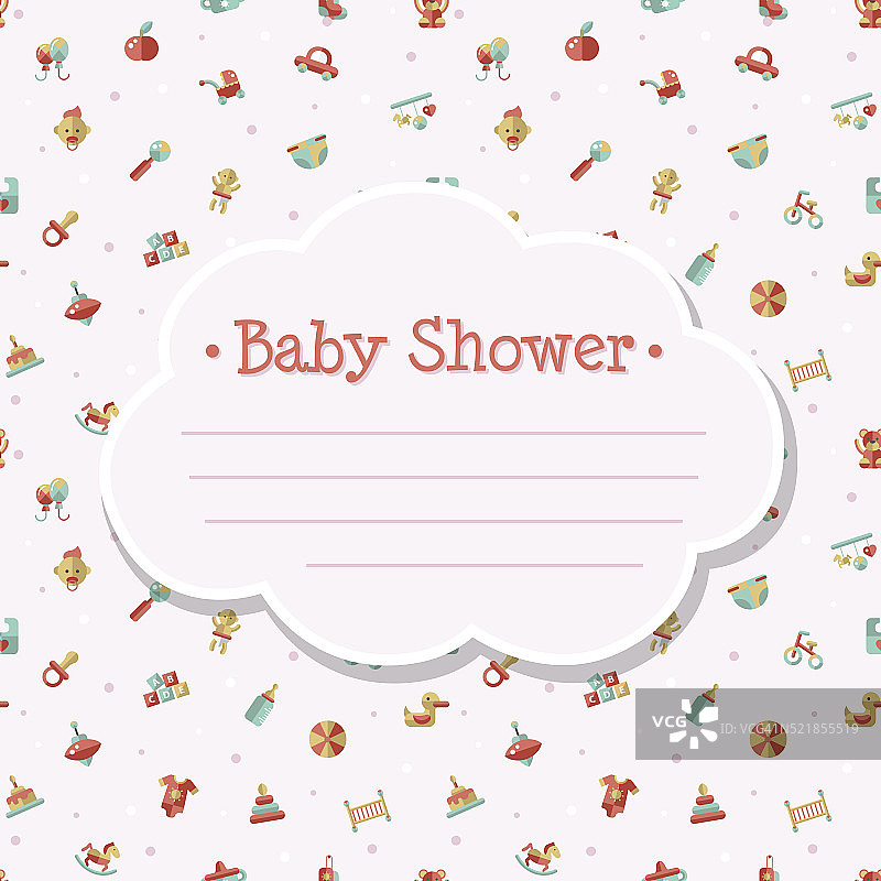 插图平面设计可爱的婴儿淋浴器模板图片素材