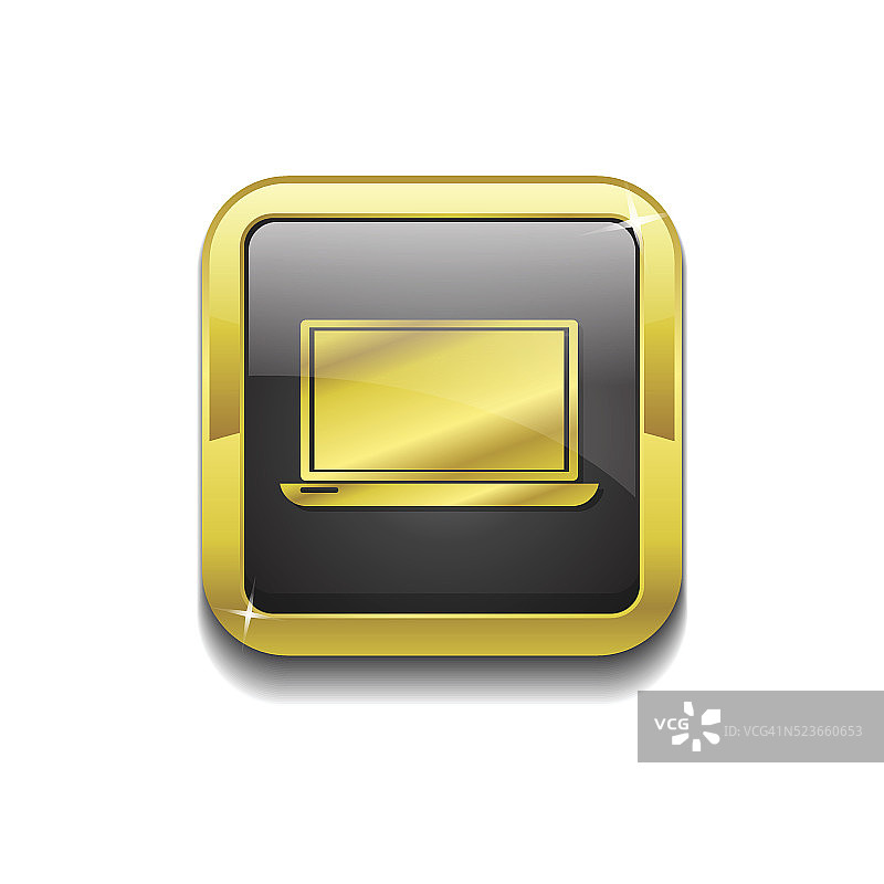 笔记本电脑金色矢量图标按钮图片素材