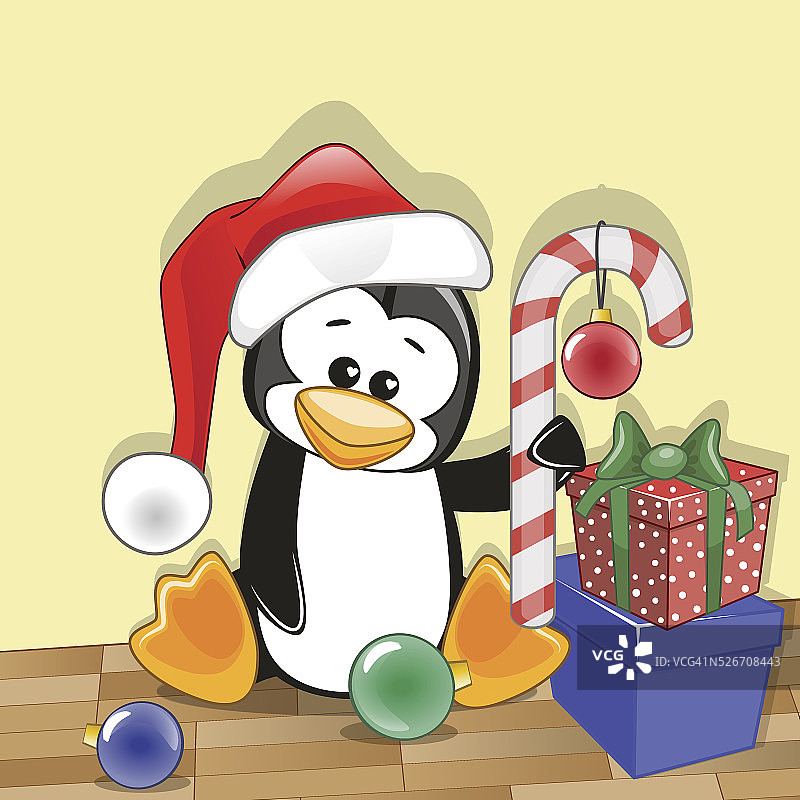 圣诞老人的企鹅图片素材