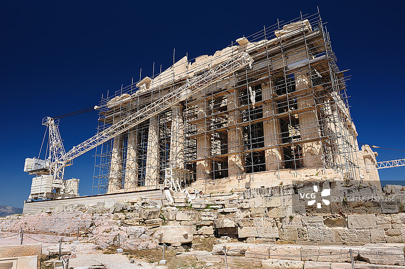希腊雅典卫城帕台农神庙重建图片素材