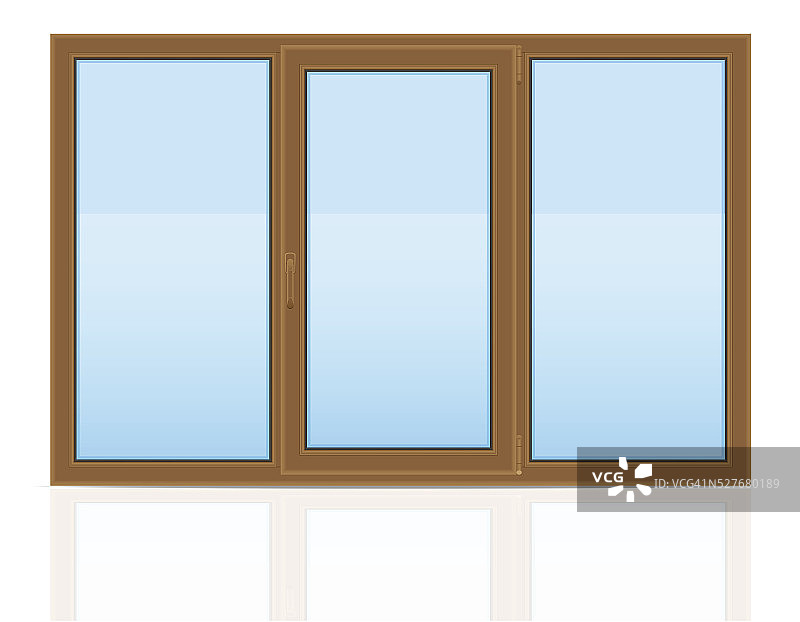 棕色塑料透明窗户视图室内矢量插图图片素材