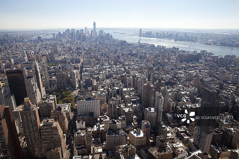 纽约市曼哈顿的高角度视图图片素材