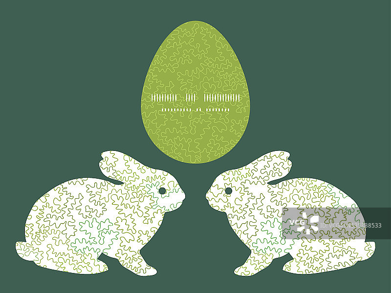矢量卷曲的涂鸦形状兔子轮廓复活节框架图片素材