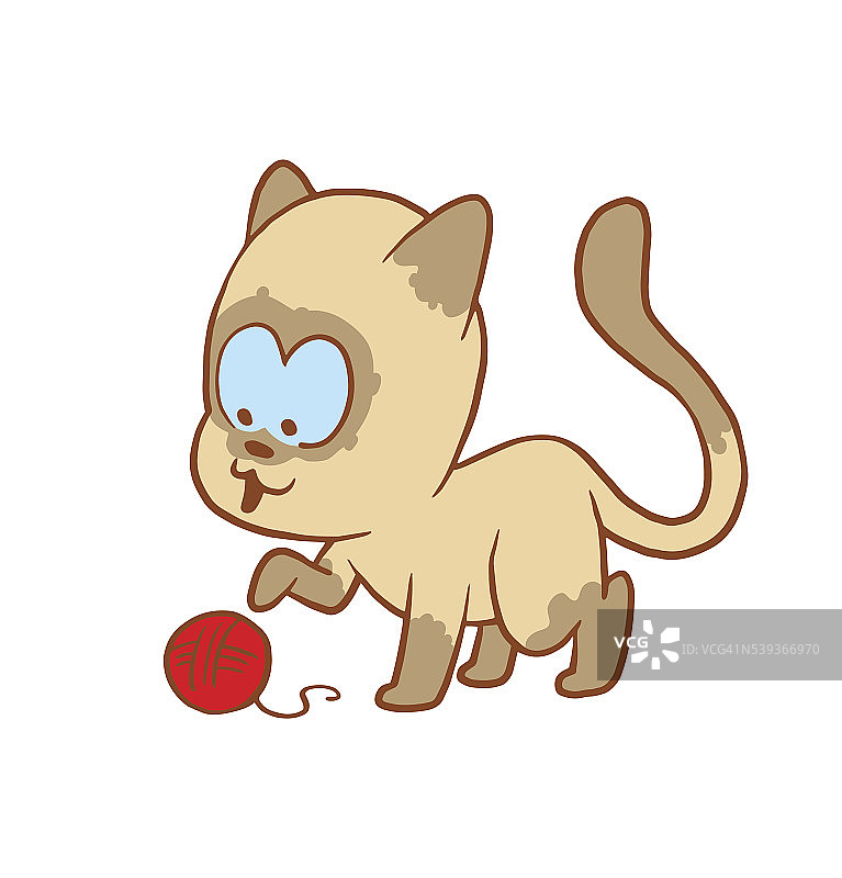 可爱的小猫玩着毛线球，色彩形象图片素材