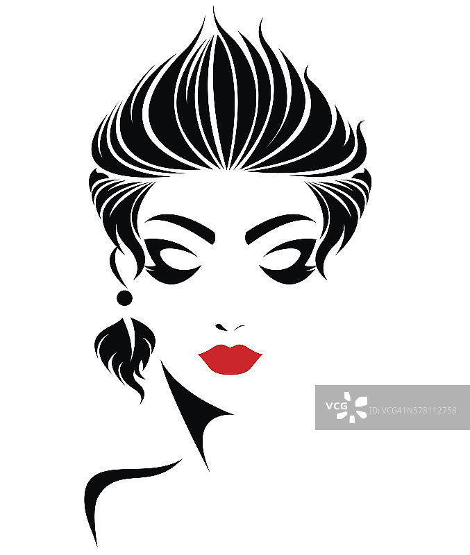 女性短发造型的标志，标志着女性的面容图片素材