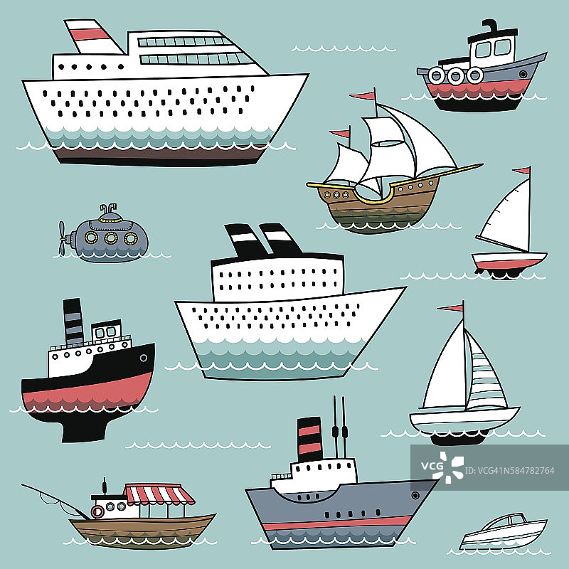 船和船的插图图片素材