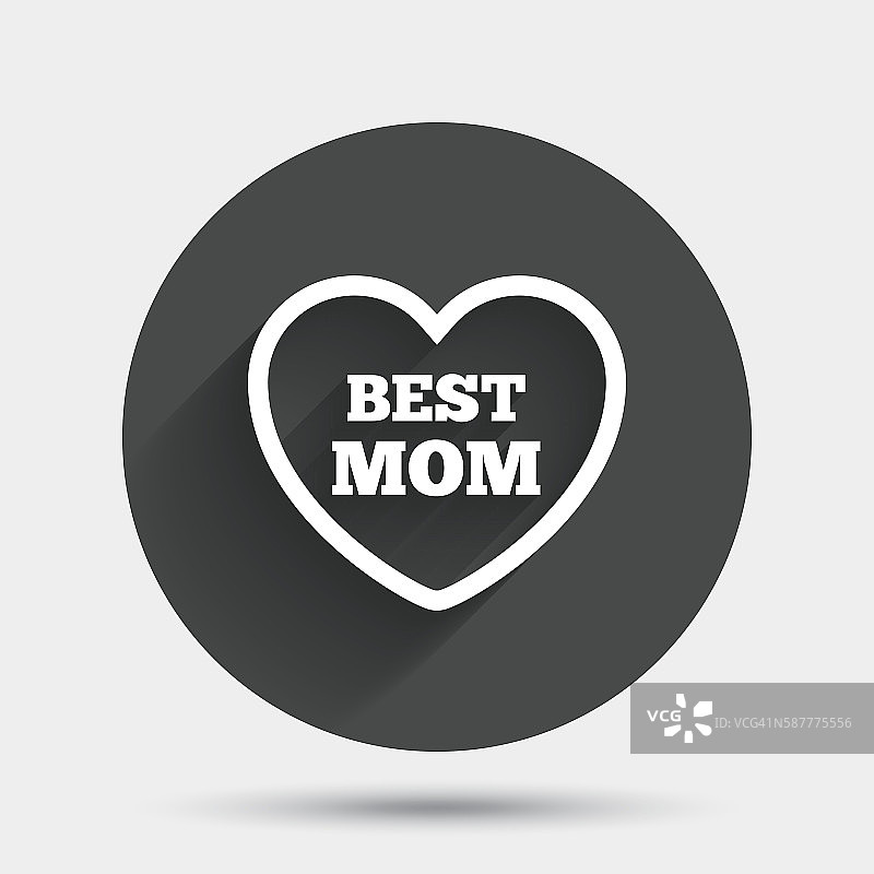 最好的妈妈标志图标。心的爱的象征。图片素材