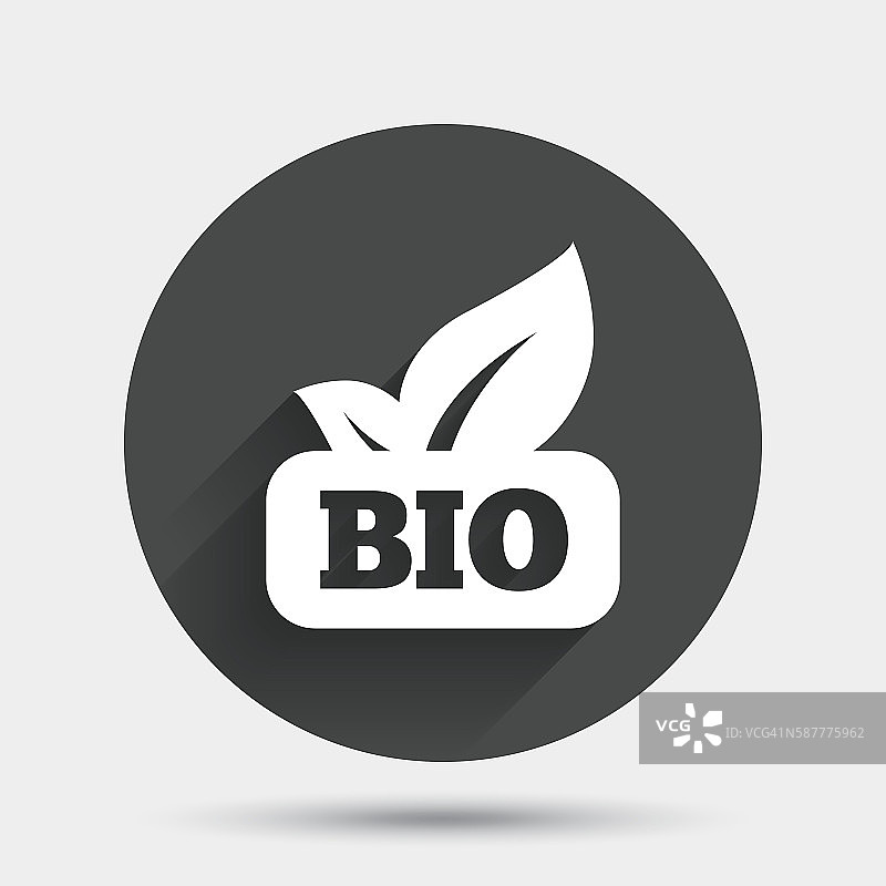 生物产品标志图标。叶的象征。图片素材