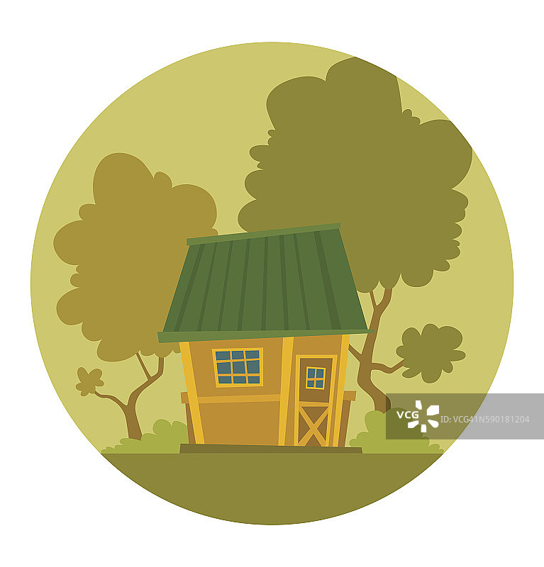 圆圆的框架，可爱的小明黄色的房子图片素材