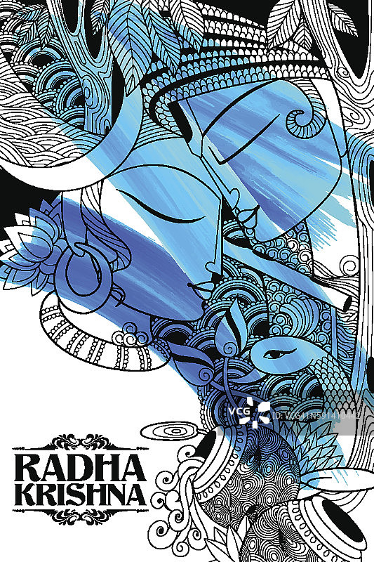 Radha和Lord Krishna在Janmashtami图片素材