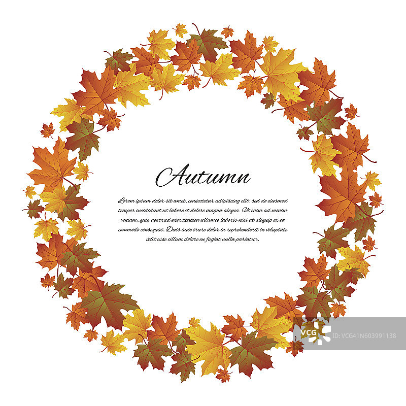 秋天的框架。背景是枫叶和秋叶。向量图片素材