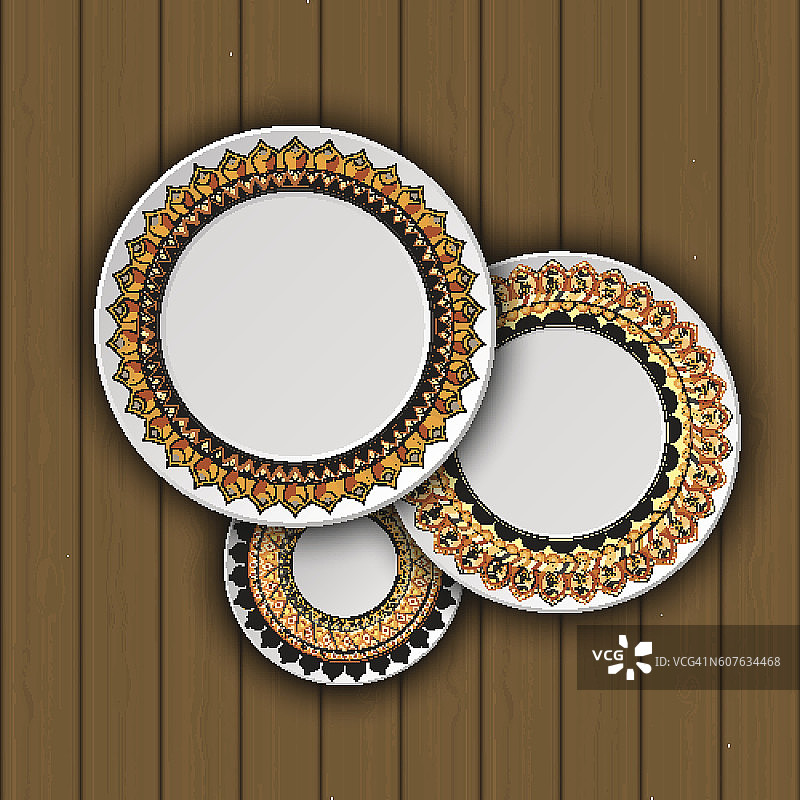 一套装饰盘子与民族部落的装饰图片素材