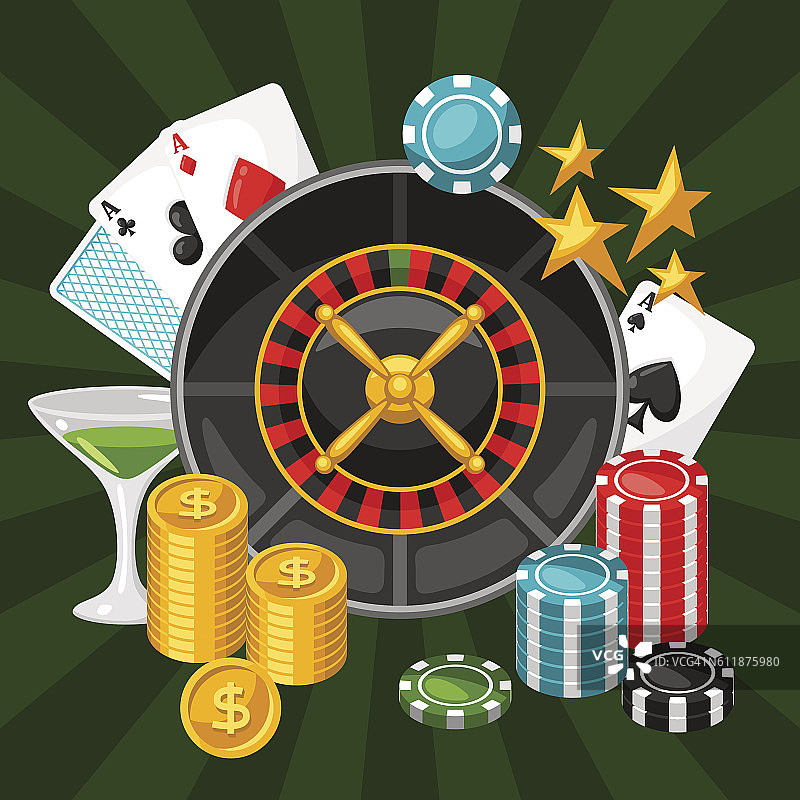 赌场赌博背景或带有游戏对象的传单图片素材
