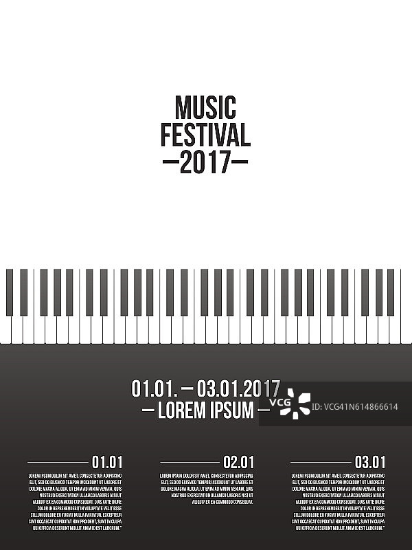 音乐节海报模板与钢琴键盘图片素材