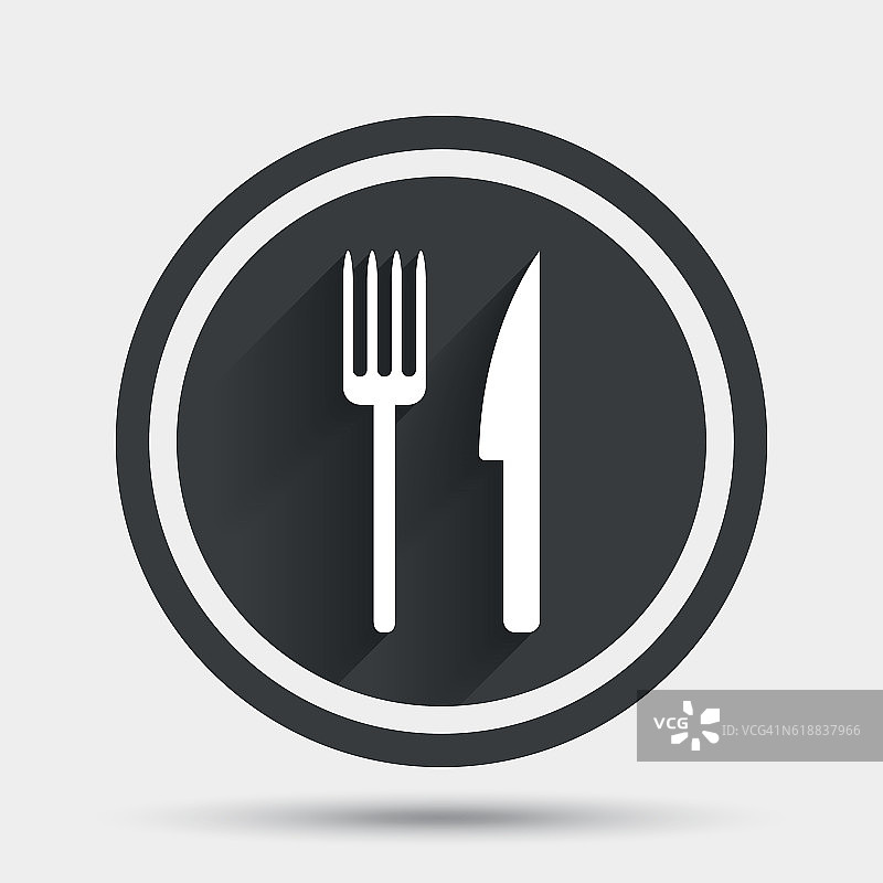 吃符号图标。餐具的象征。刀叉。图片素材