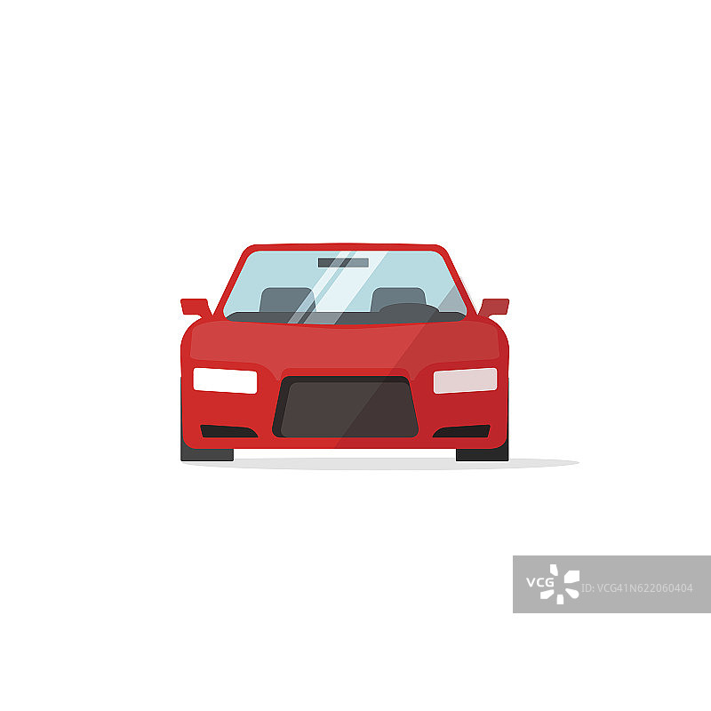 汽车图标红色矢量，汽车隔离，汽车前视图图片素材
