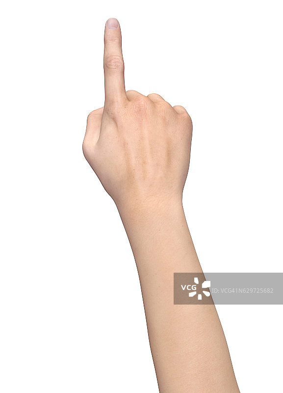 一只手在白色背景上显示一根手指图片素材