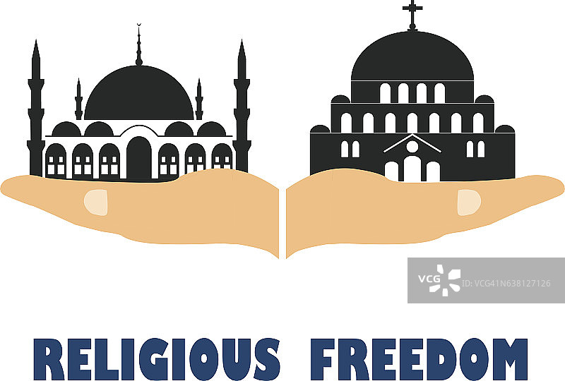 宗教自由。平面矢量图例图片素材