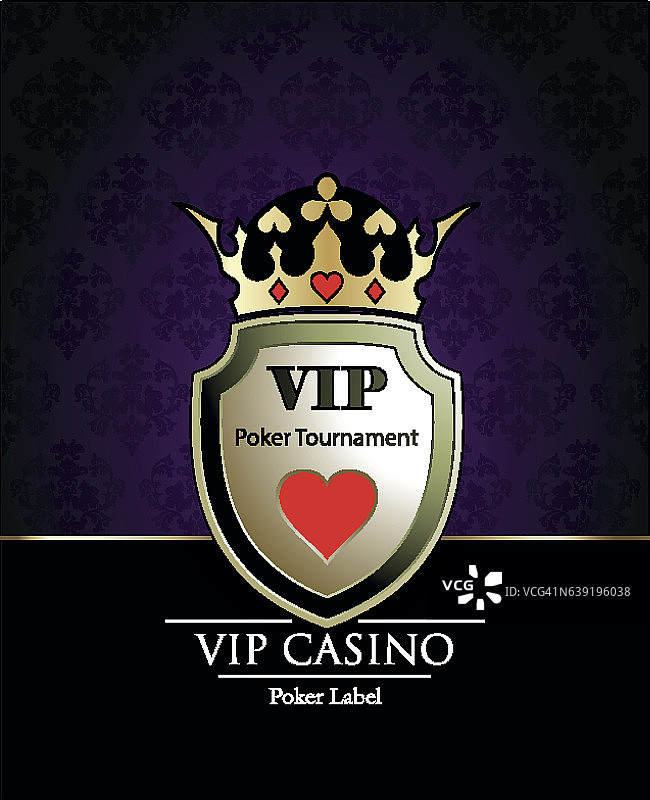 赌博。Casino.Vip.Vintage。扑克锦标赛。盾牌。皇冠图片素材