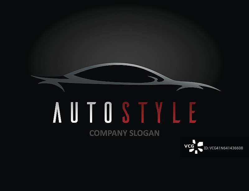 汽车风格的汽车标志设计与概念跑车剪影图片素材