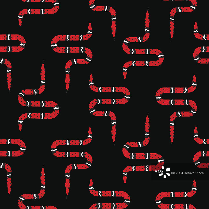 红色蛇在黑色无缝模式矢量图片素材