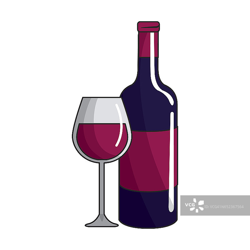 玻璃和酒瓶的葡萄酒图标图片素材