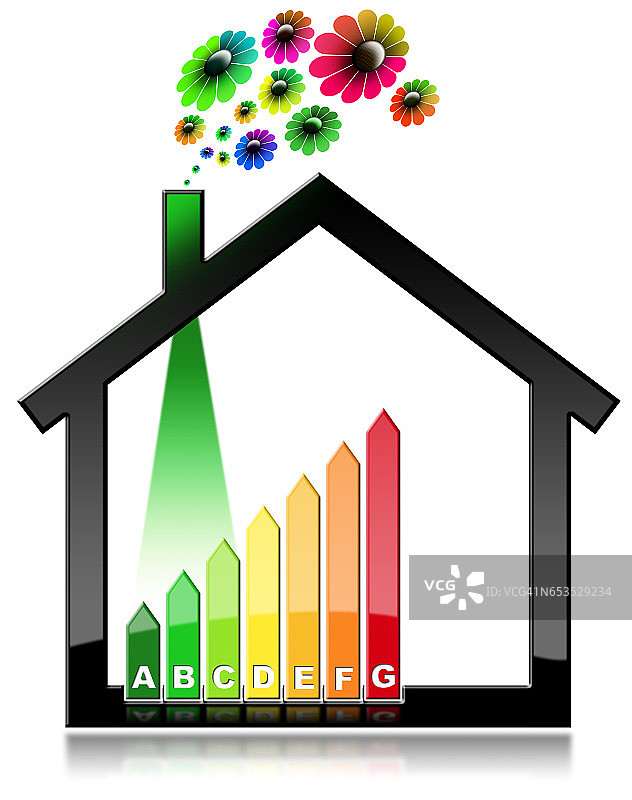能源效率-房屋形状中的符号图片素材